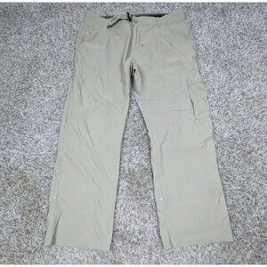 prAna Zion Pants Mens 36x30 Beige Roll Up Cargo Relaxed Straight Belted Hiking